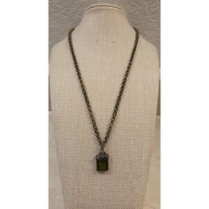 Vintage Extasia Double Link Ornate Green Gemstone Necklace 17.5"
